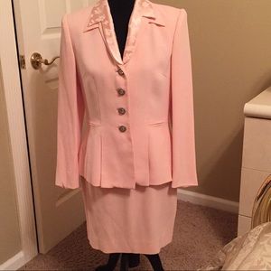 Designer peach skirt suit